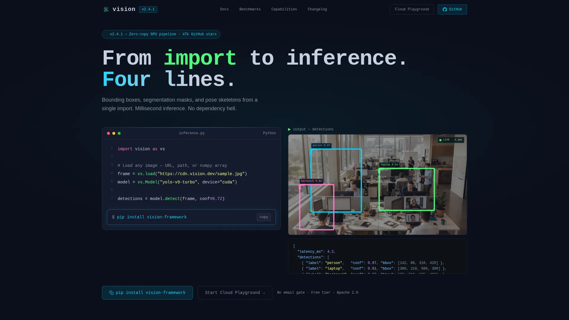 Computer Vision Framework Landing Page Template