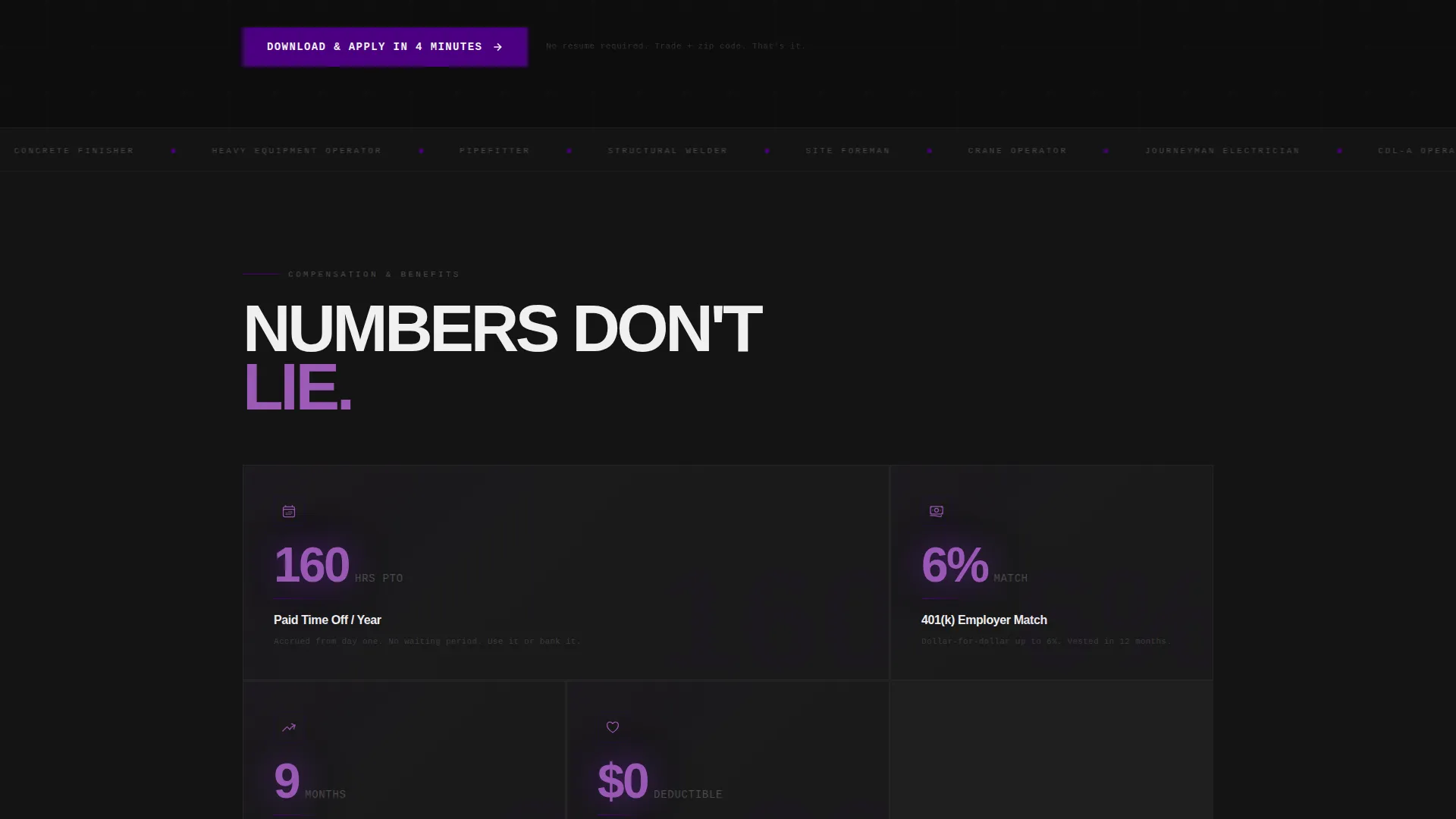 Construction Company Careers Website Template