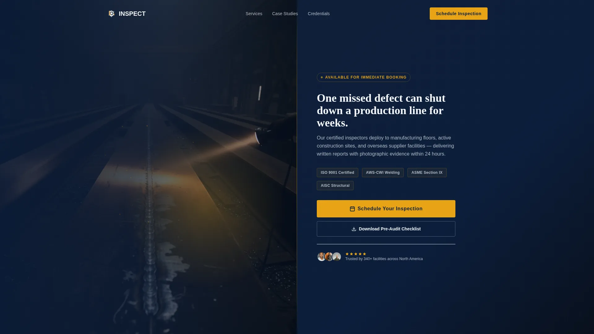 Quality Inspector Landing Page Template