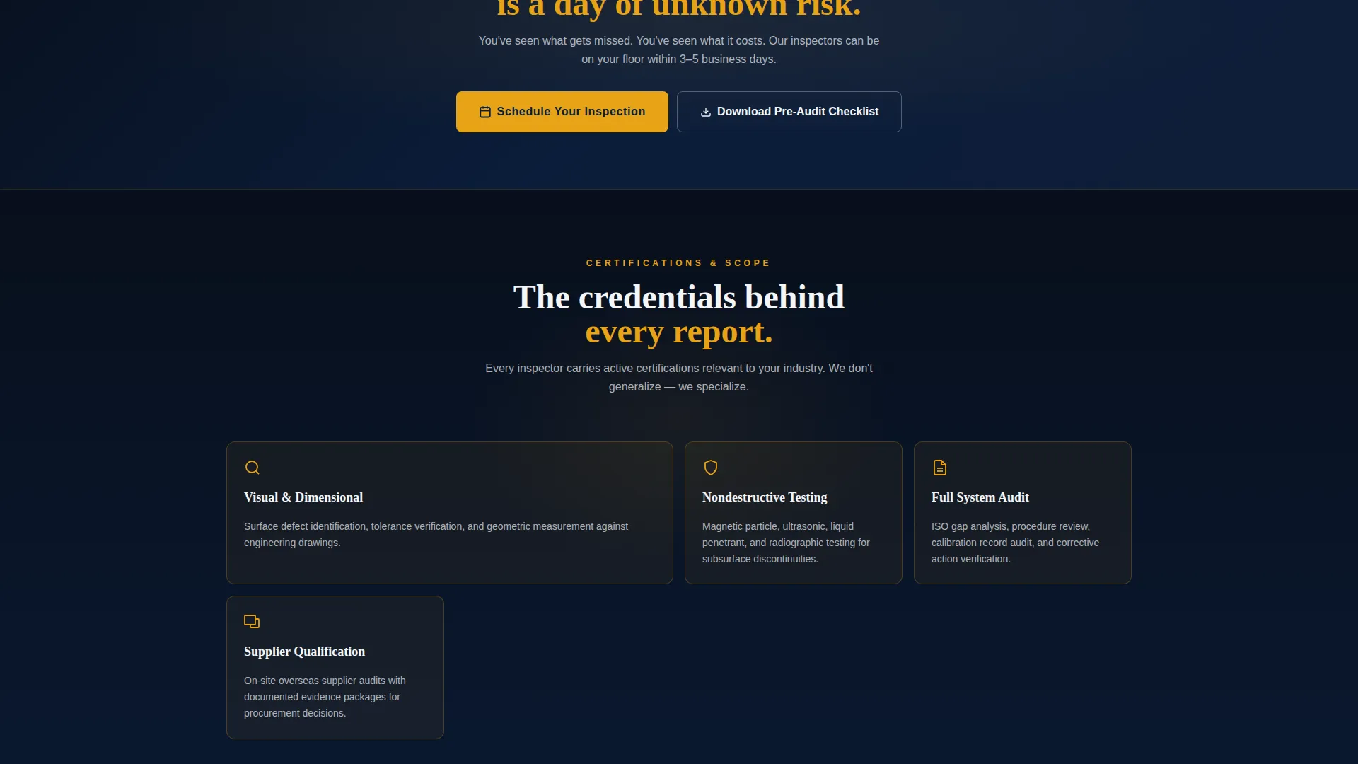 Quality Inspector Landing Page Template