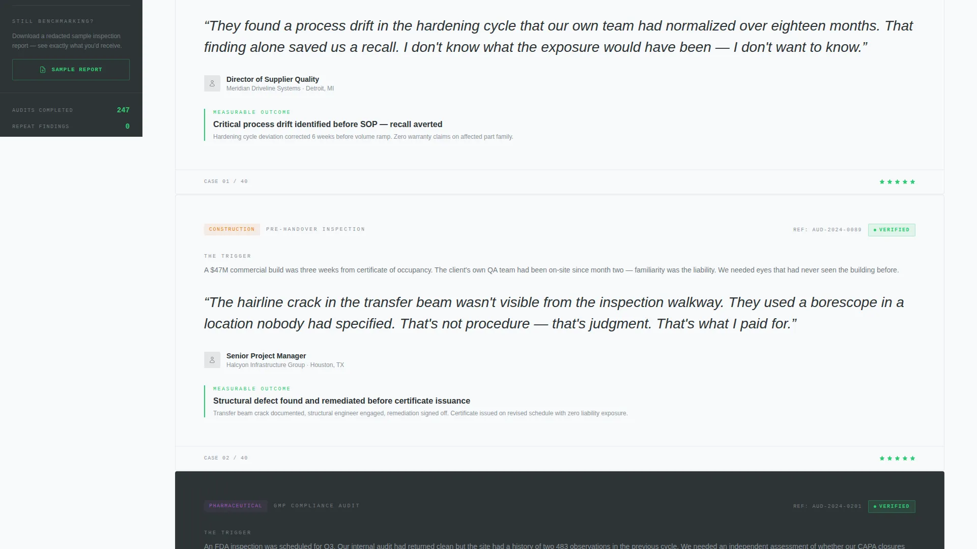 Quality Inspector Reviews Landing Page Template