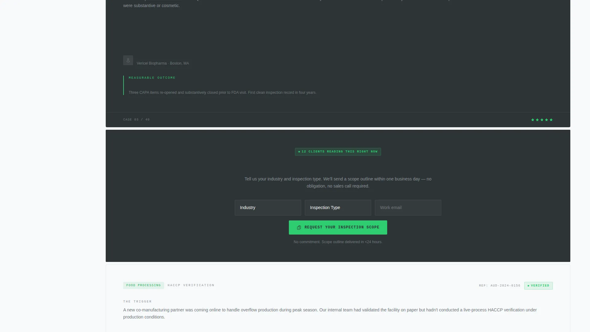 Quality Inspector Reviews Landing Page Template