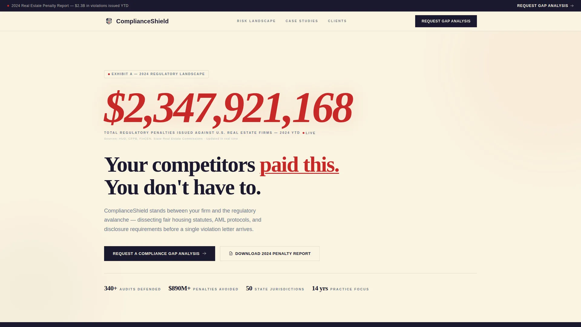 Real Estate Compliance Consultant Landing Page