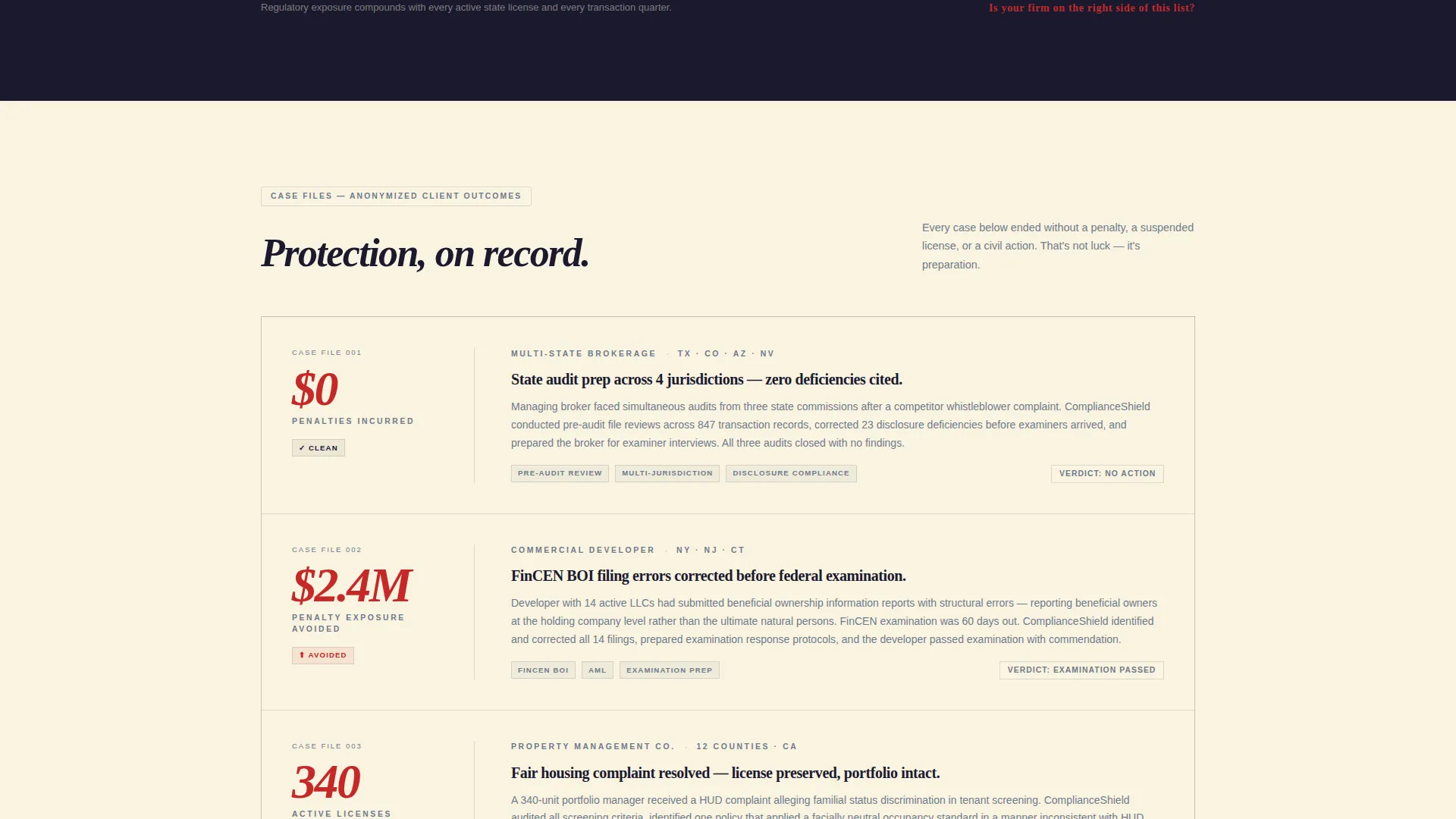 Real Estate Compliance Consultant Landing Page