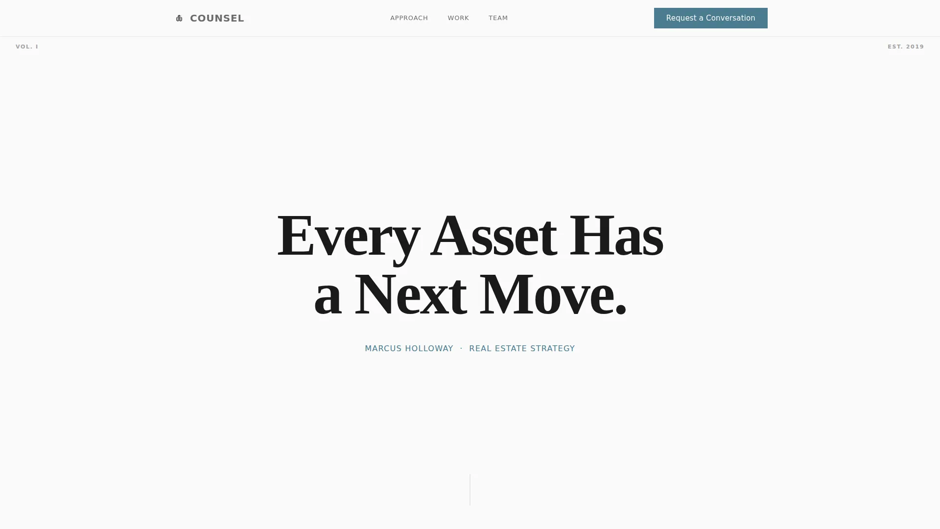 Editorial Real Estate Strategy Consultant Landing Page