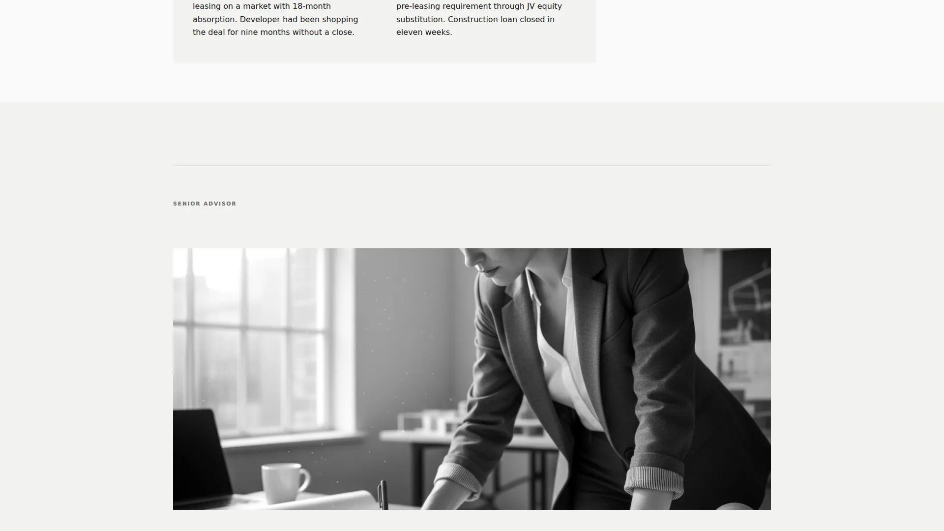 Editorial Real Estate Strategy Consultant Landing Page