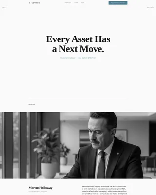 Editorial Real Estate Strategy Consultant Landing Page