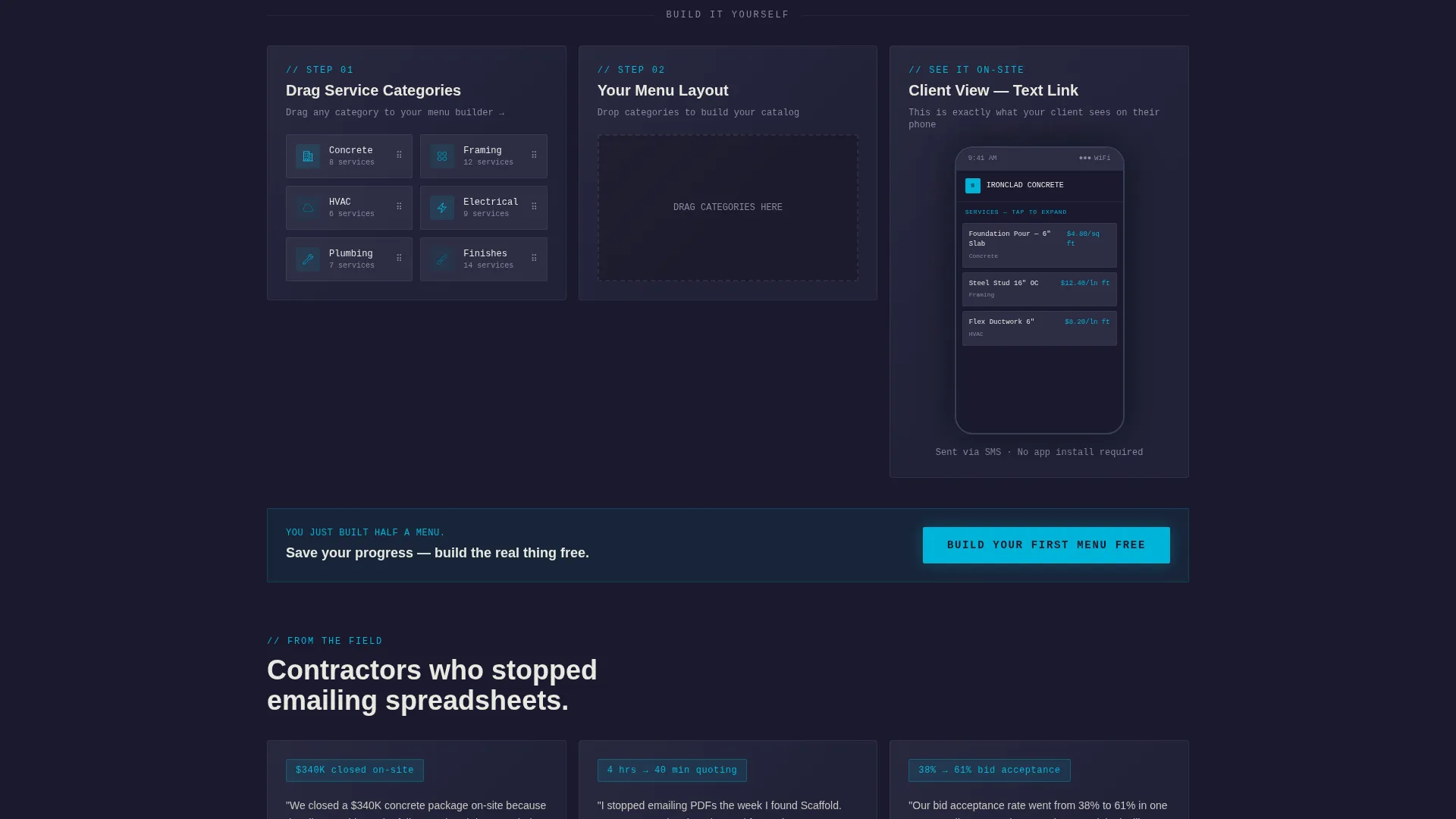 Construction Digital Presence Cost Calculator Website Template