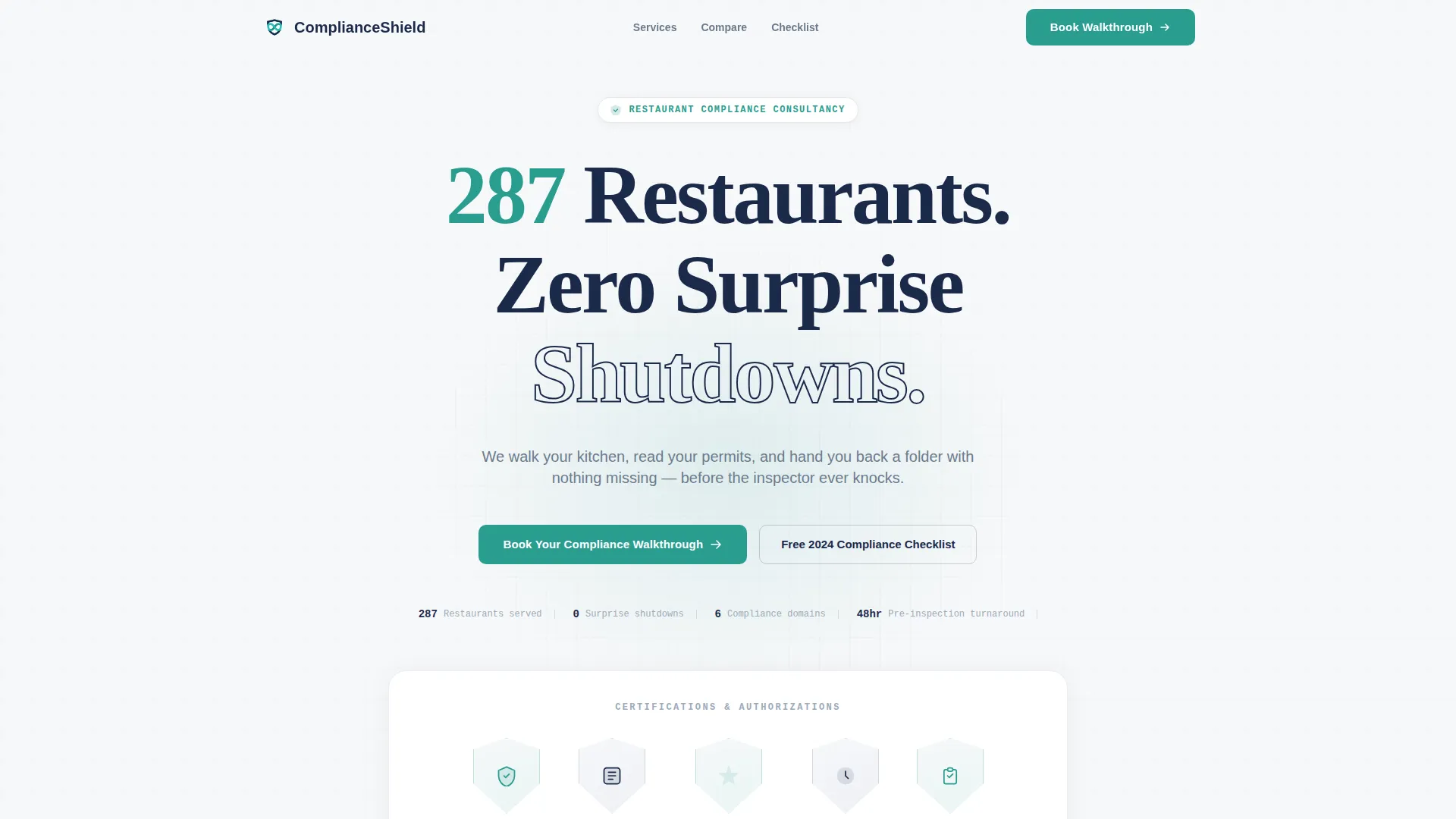 Restaurant Compliance Consultant Landing Page Template