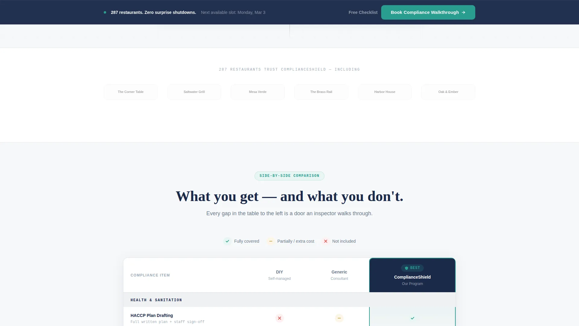Restaurant Compliance Consultant Landing Page Template
