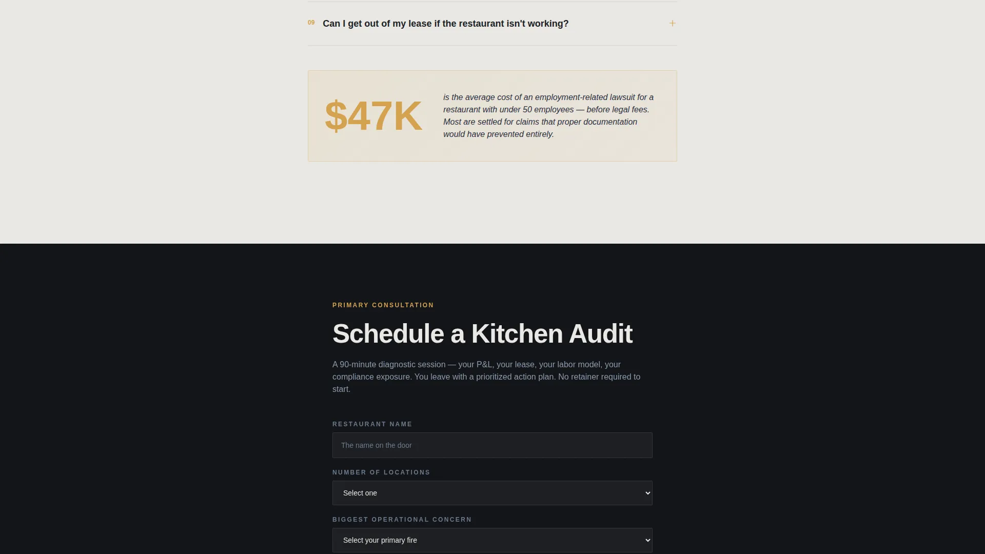Restaurant Consulting Landing Page Template