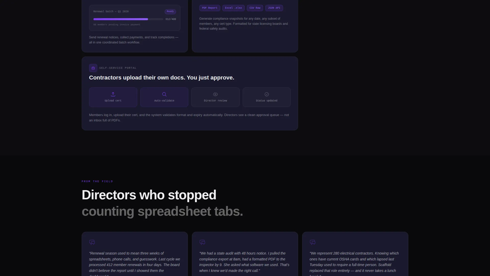 Bento Grid Landing Page for Construction Membership