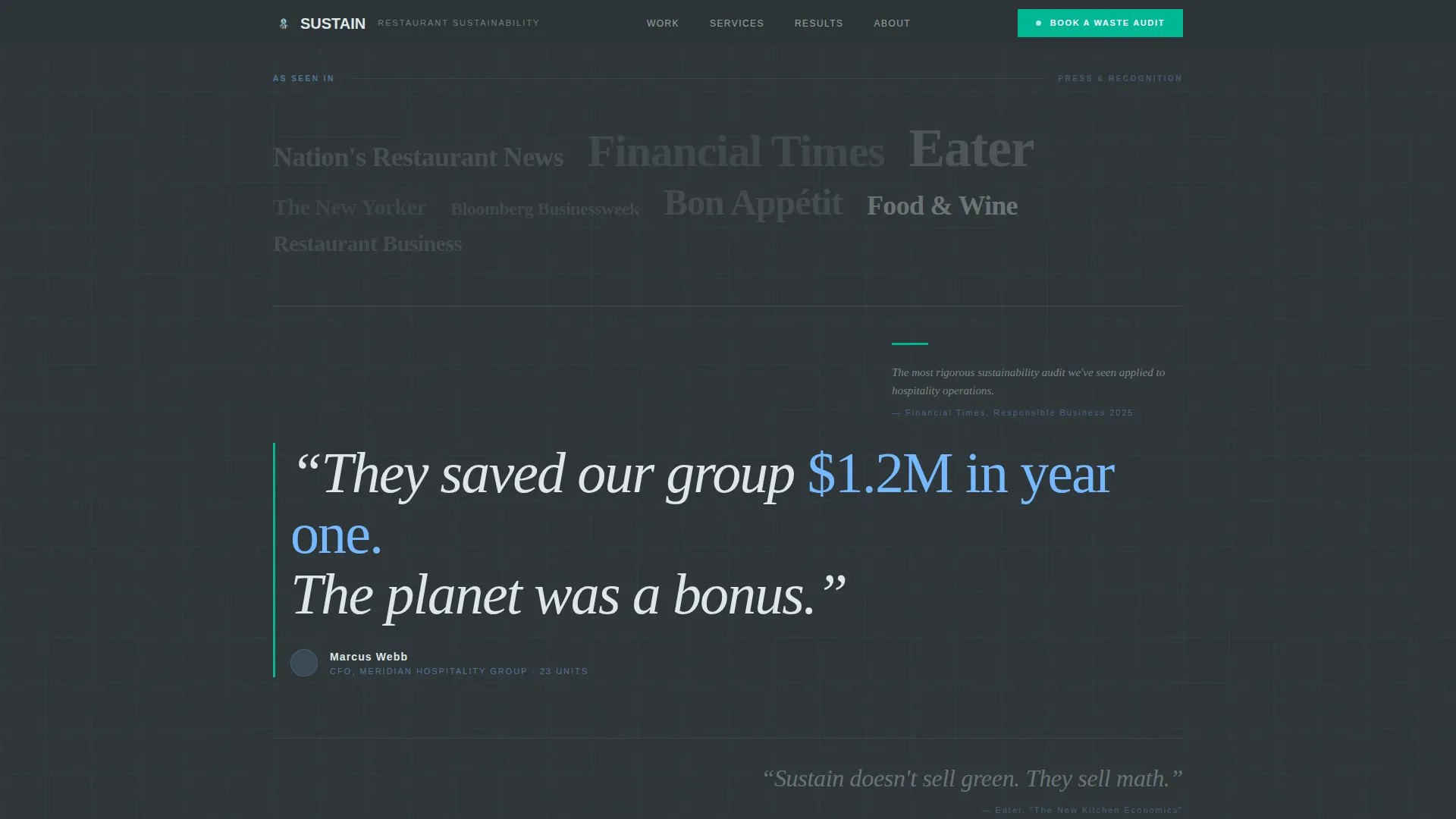 Restaurant Sustainability Consultancy Landing Page