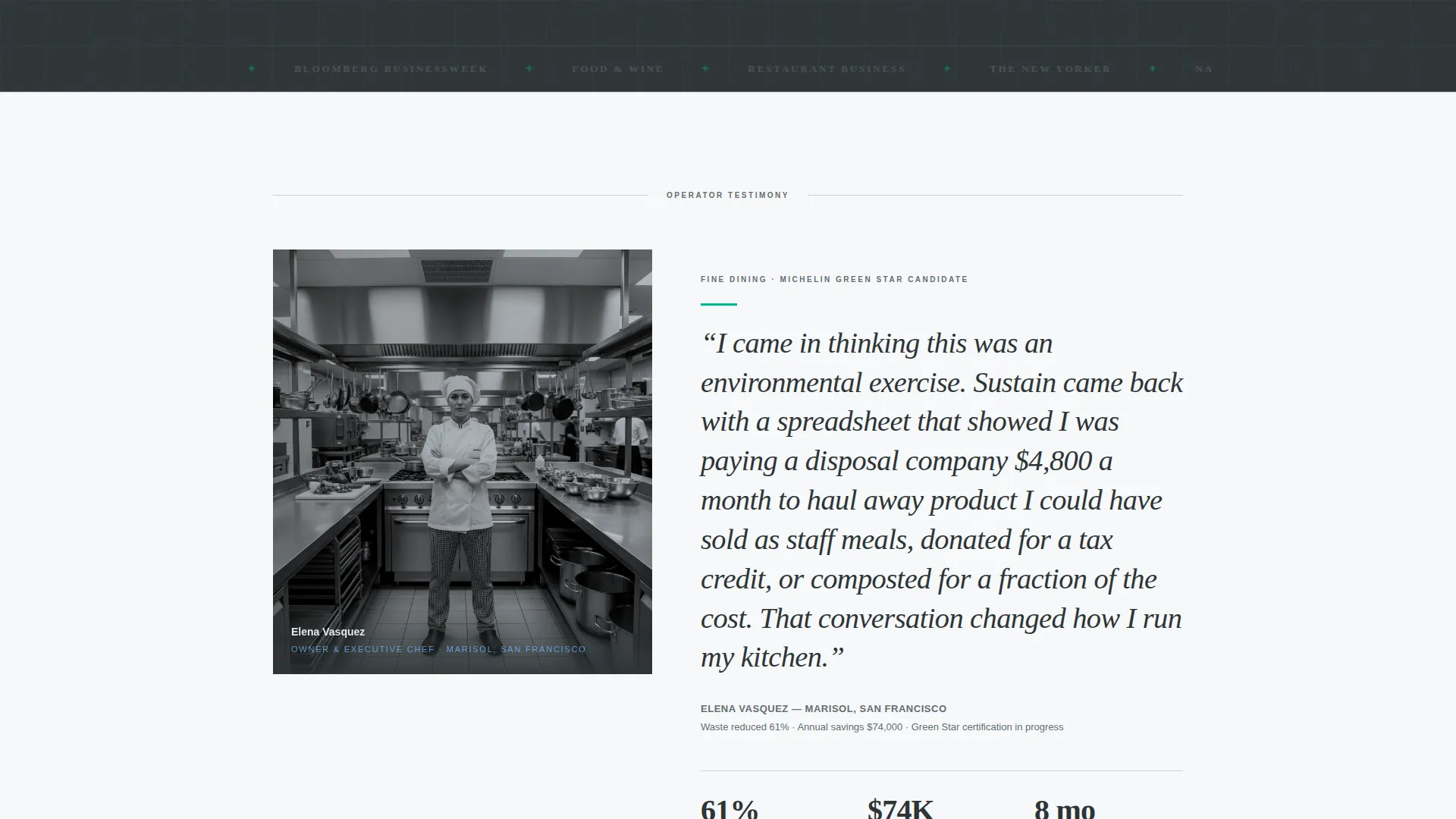 Restaurant Sustainability Consultancy Landing Page