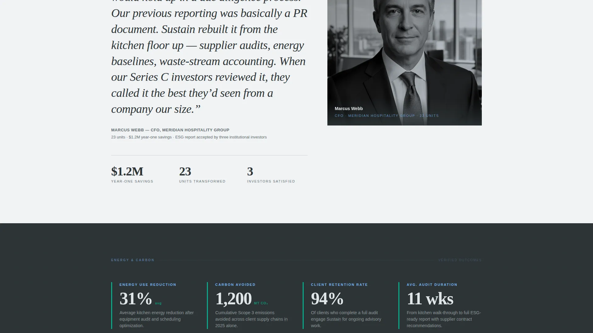 Restaurant Sustainability Consultancy Landing Page