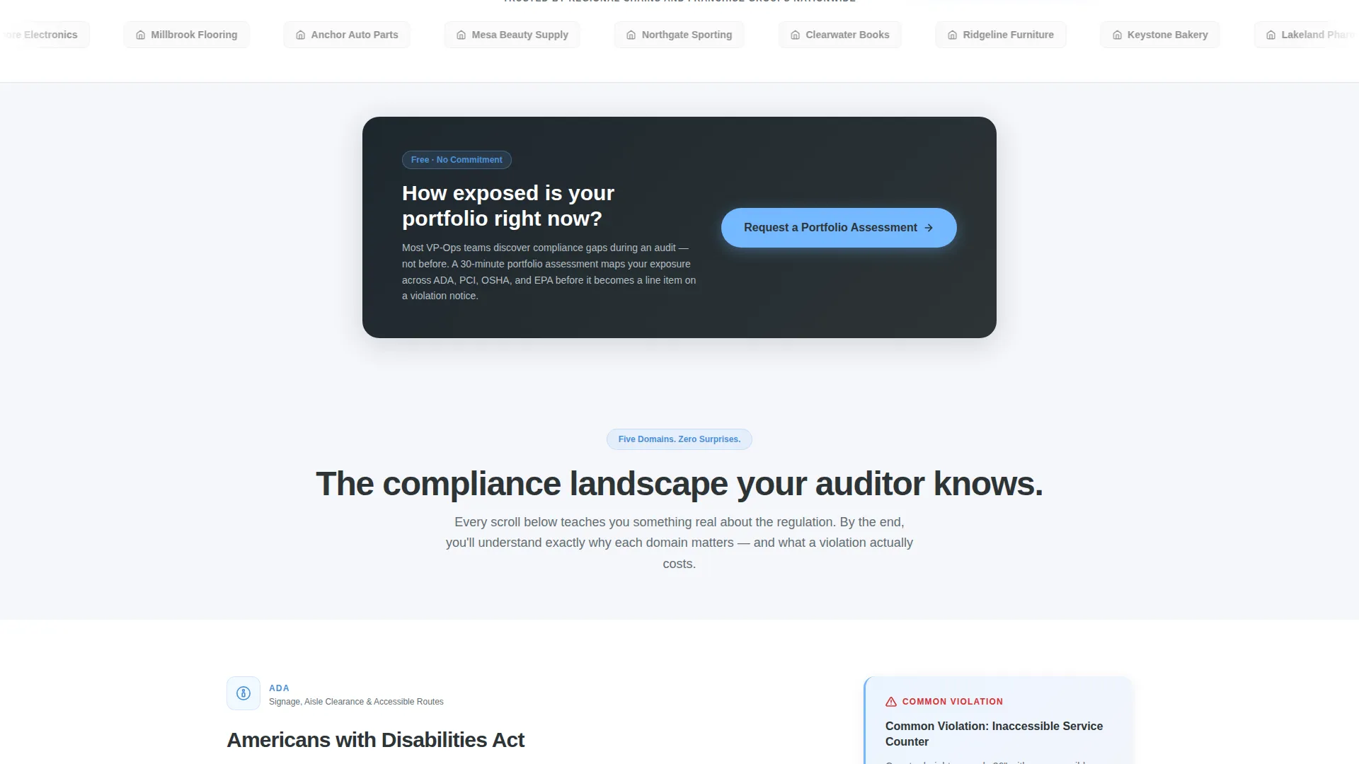 Retail Compliance Consultant Landing Page Template