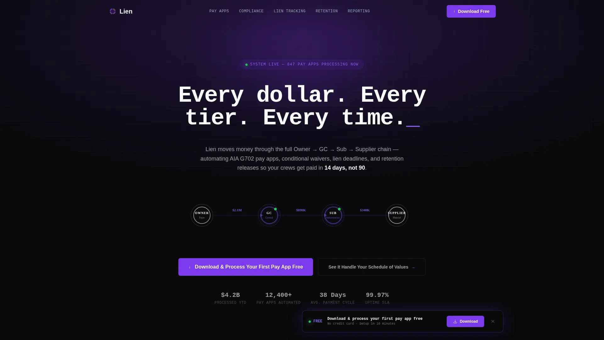 Construction Payment Processing Landing Page Template