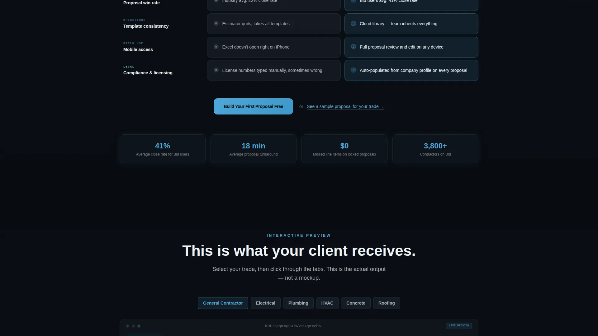 Construction Proposal & Quote Landing Page Template