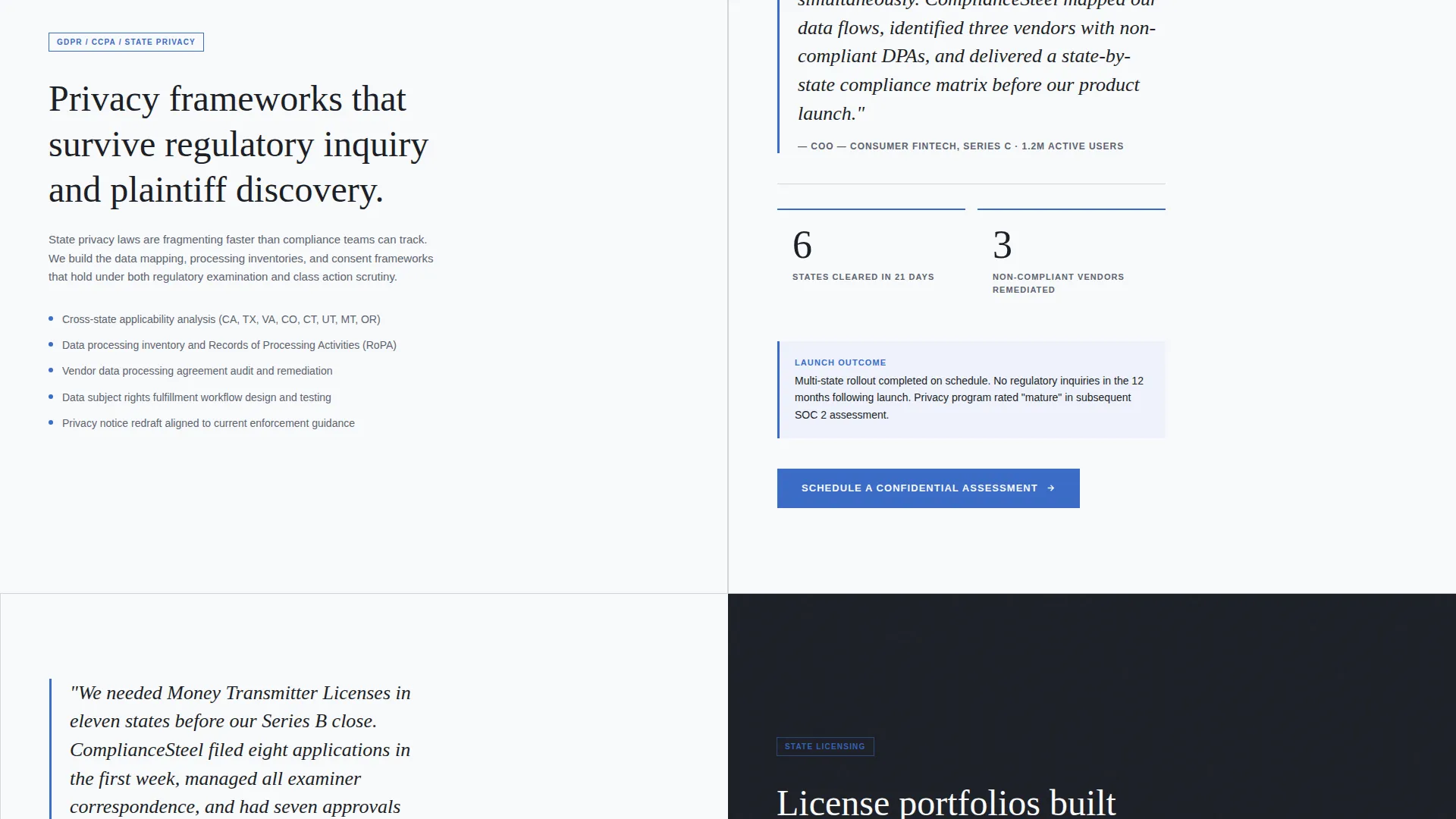 Consulting Landing Page Template for Regulatory Firms