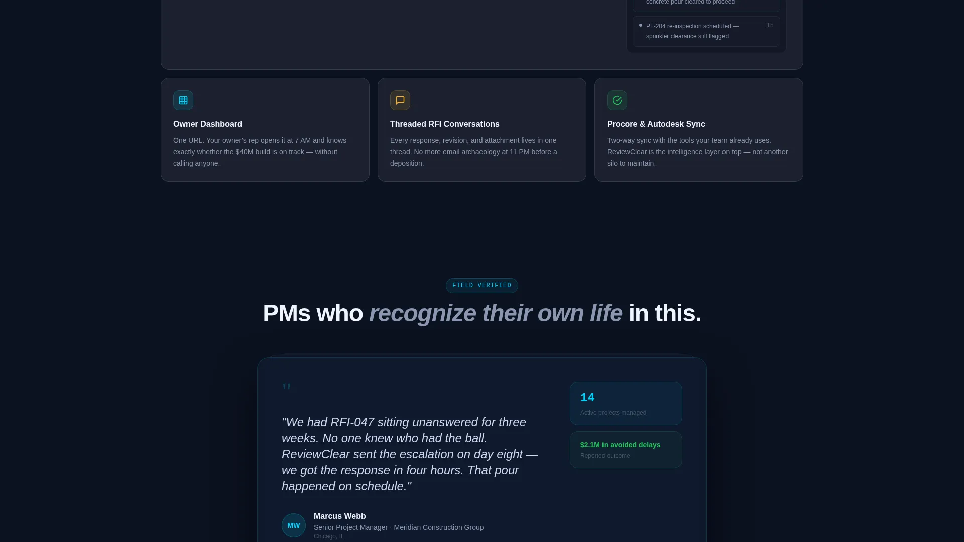 Construction Software & SaaS Reviews & Social Proof Website Template