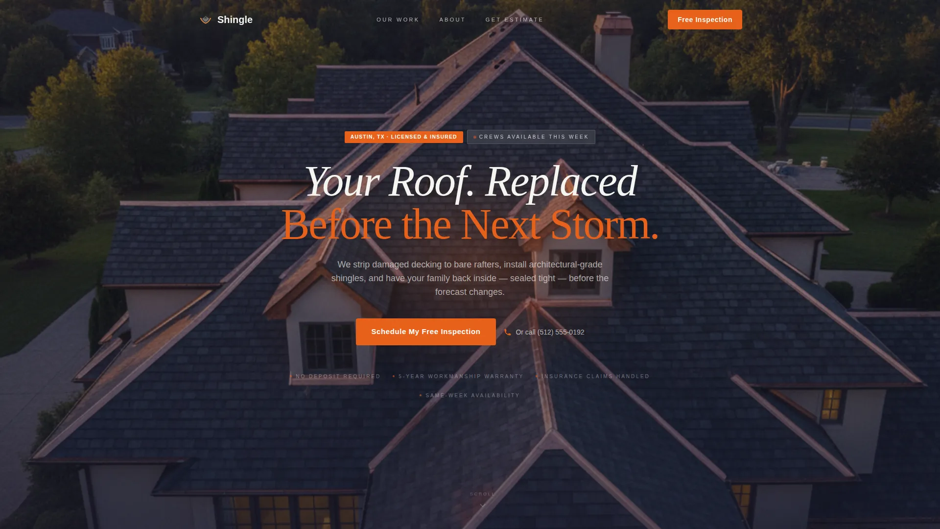 Roofer Marketing Appointment Booking Website Template