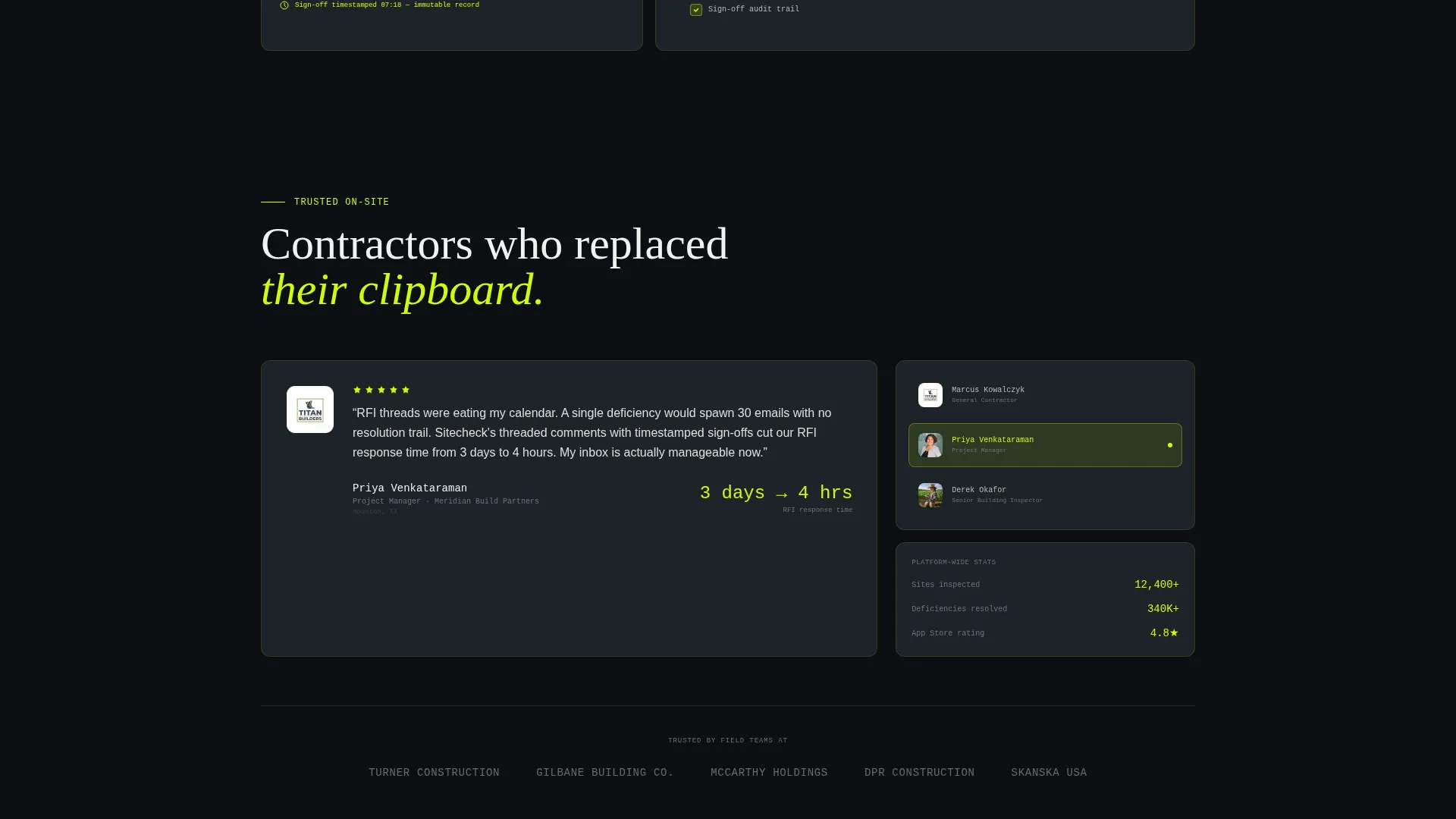 Construction Survey & Feedback Landing Page