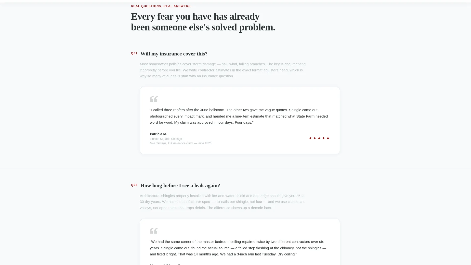 Roofer Reviews & Testimonials Landing Page