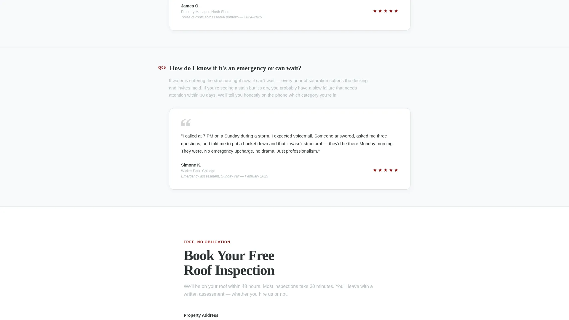 Roofer Reviews & Testimonials Landing Page