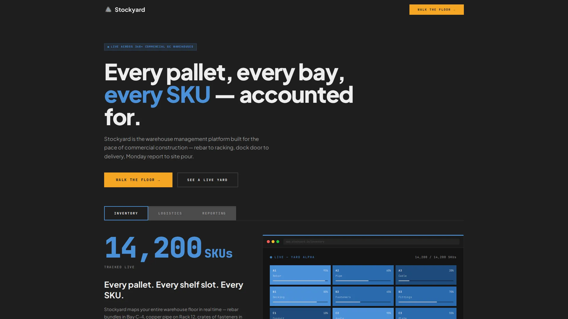 Construction Warehouse Management Landing Page
