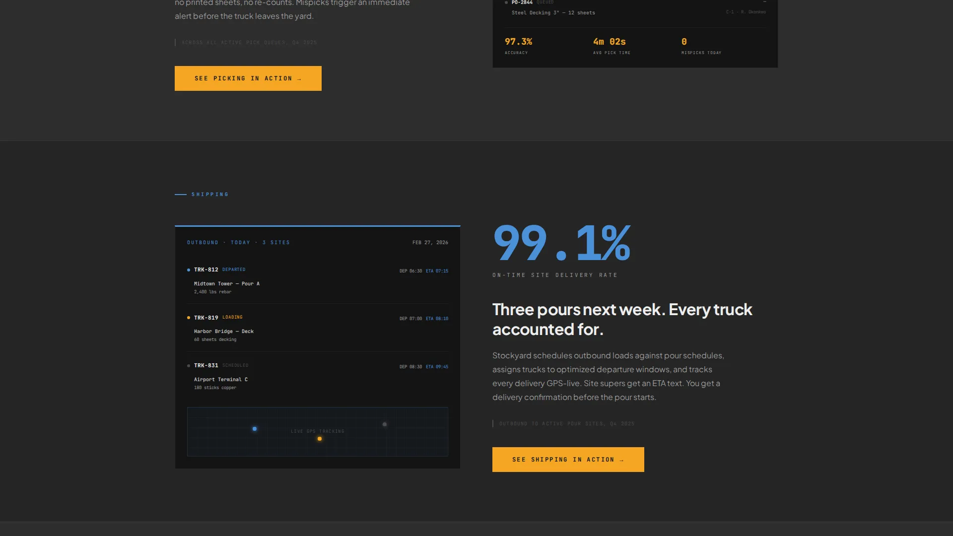 Construction Warehouse Management Landing Page