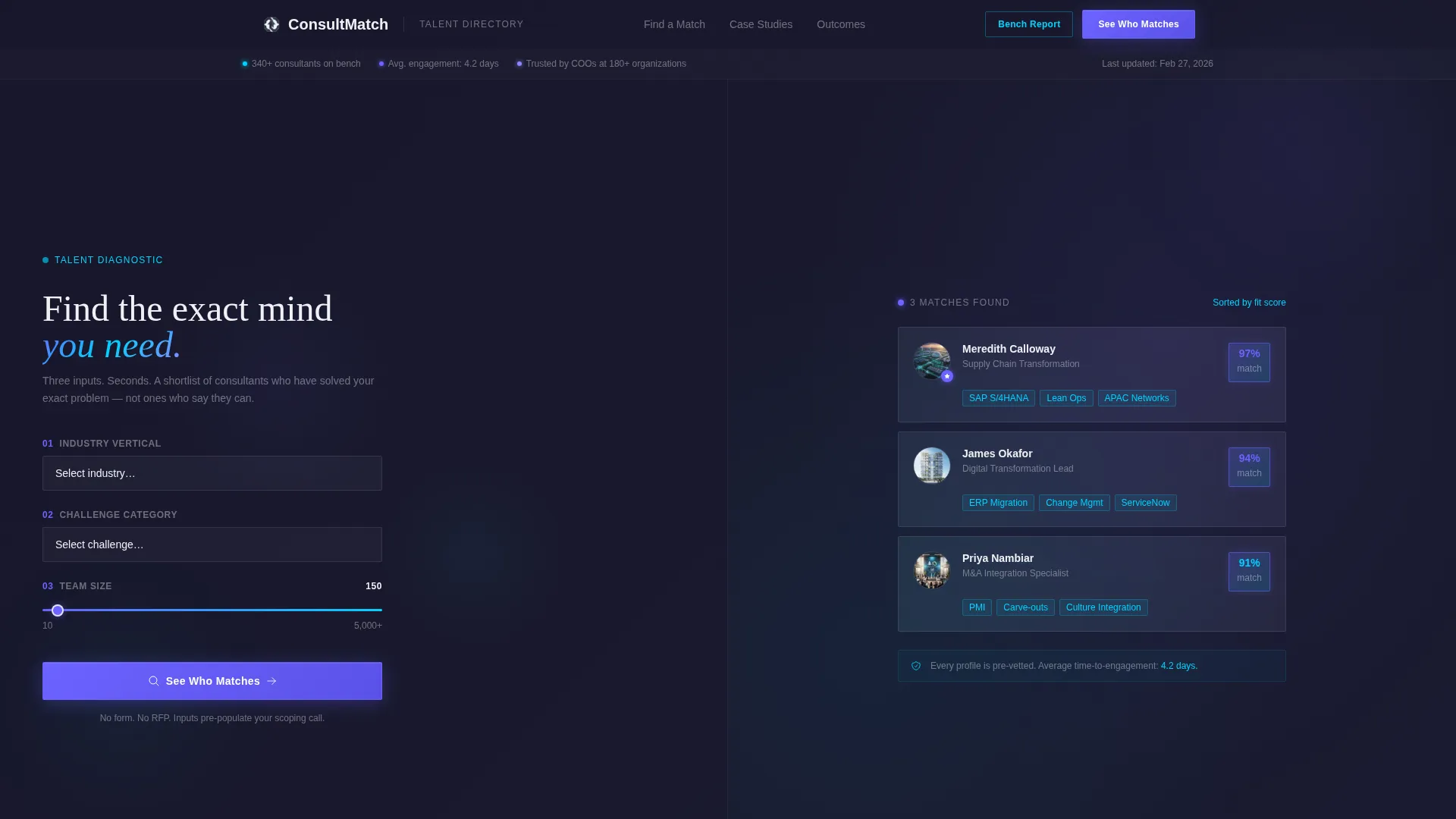 Consultant Matching & Diagnostic Estimator Website Template