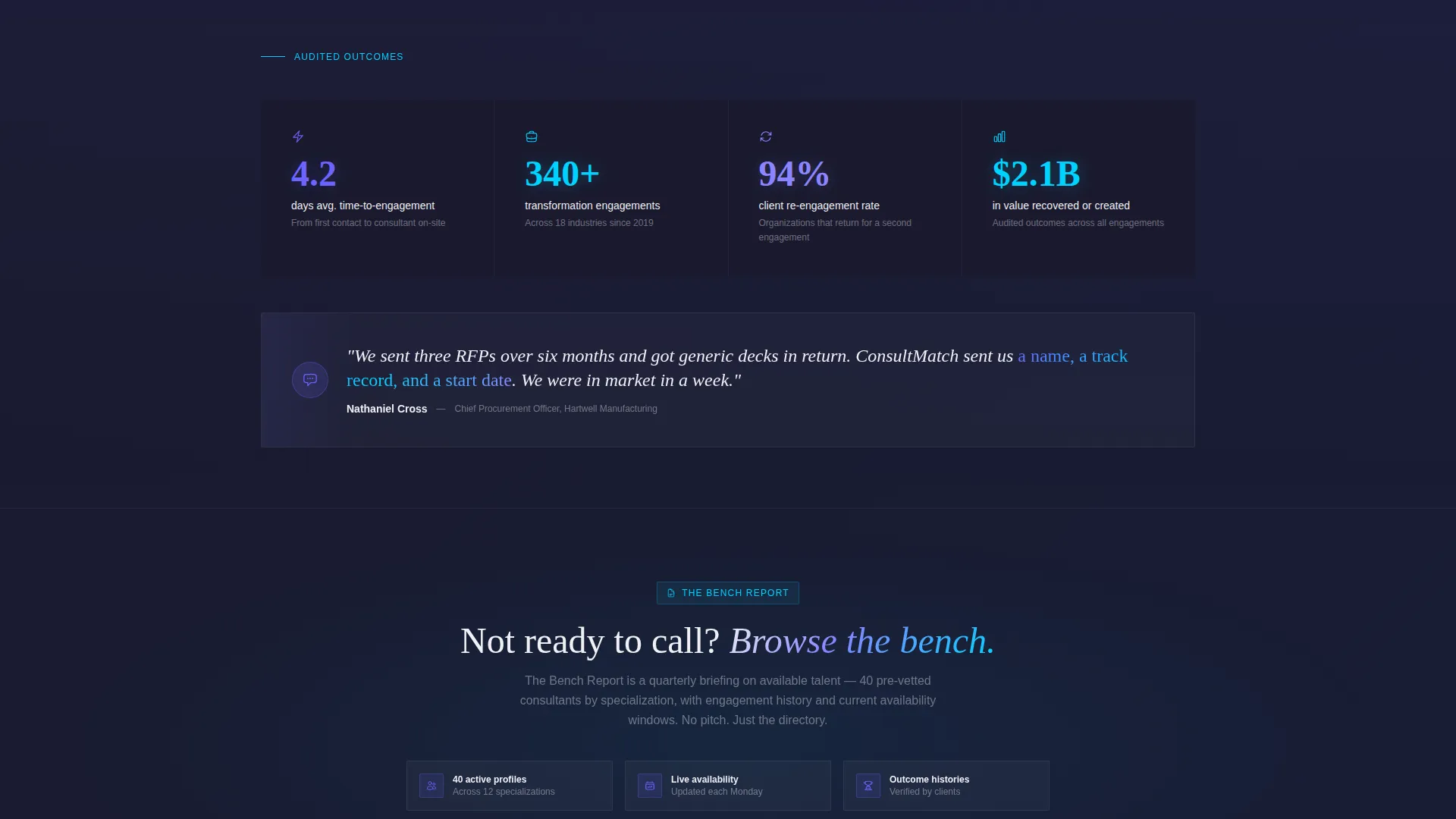 Consultant Matching & Diagnostic Estimator Website Template