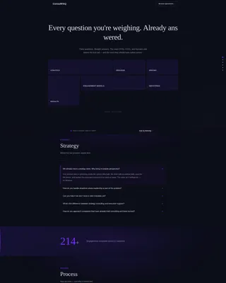 Executive Consulting FAQ & Dark Glass Website Template