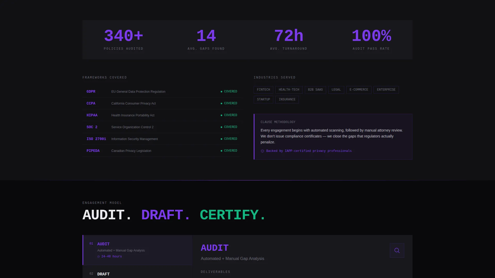 Privacy Policy Consulting & GDPR Grader Website Template