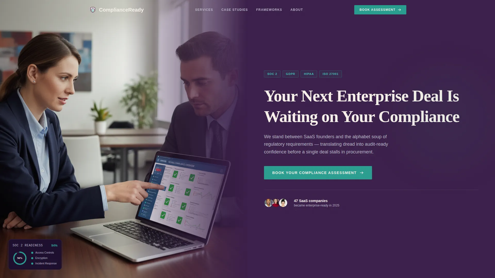 Certified SaaS Compliance Landing Page Template