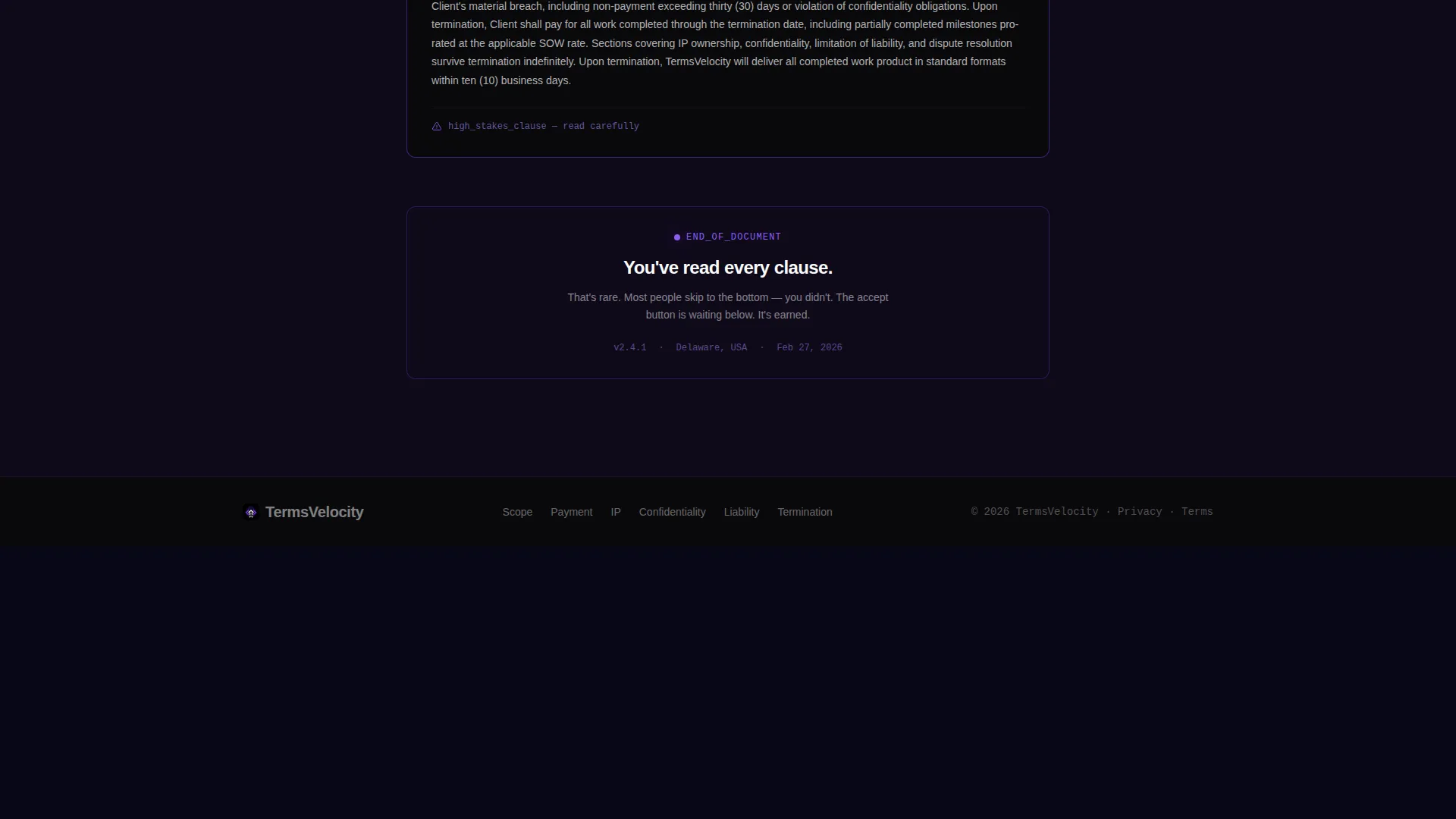 Consulting Firm Terms of Service Scannable Dashboard Website Template