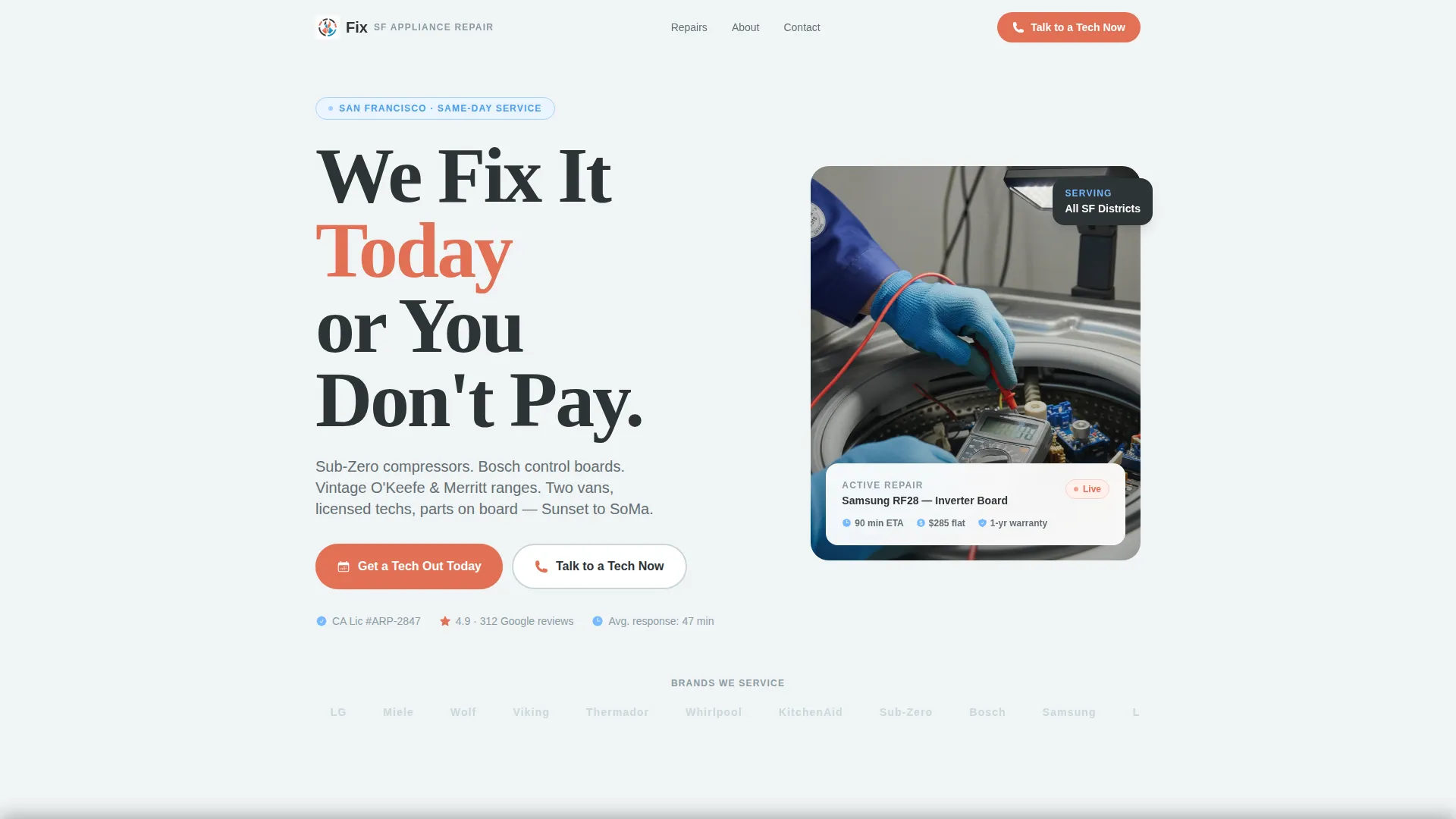 Dependable Appliance Repair | Free Website Template | Rocket