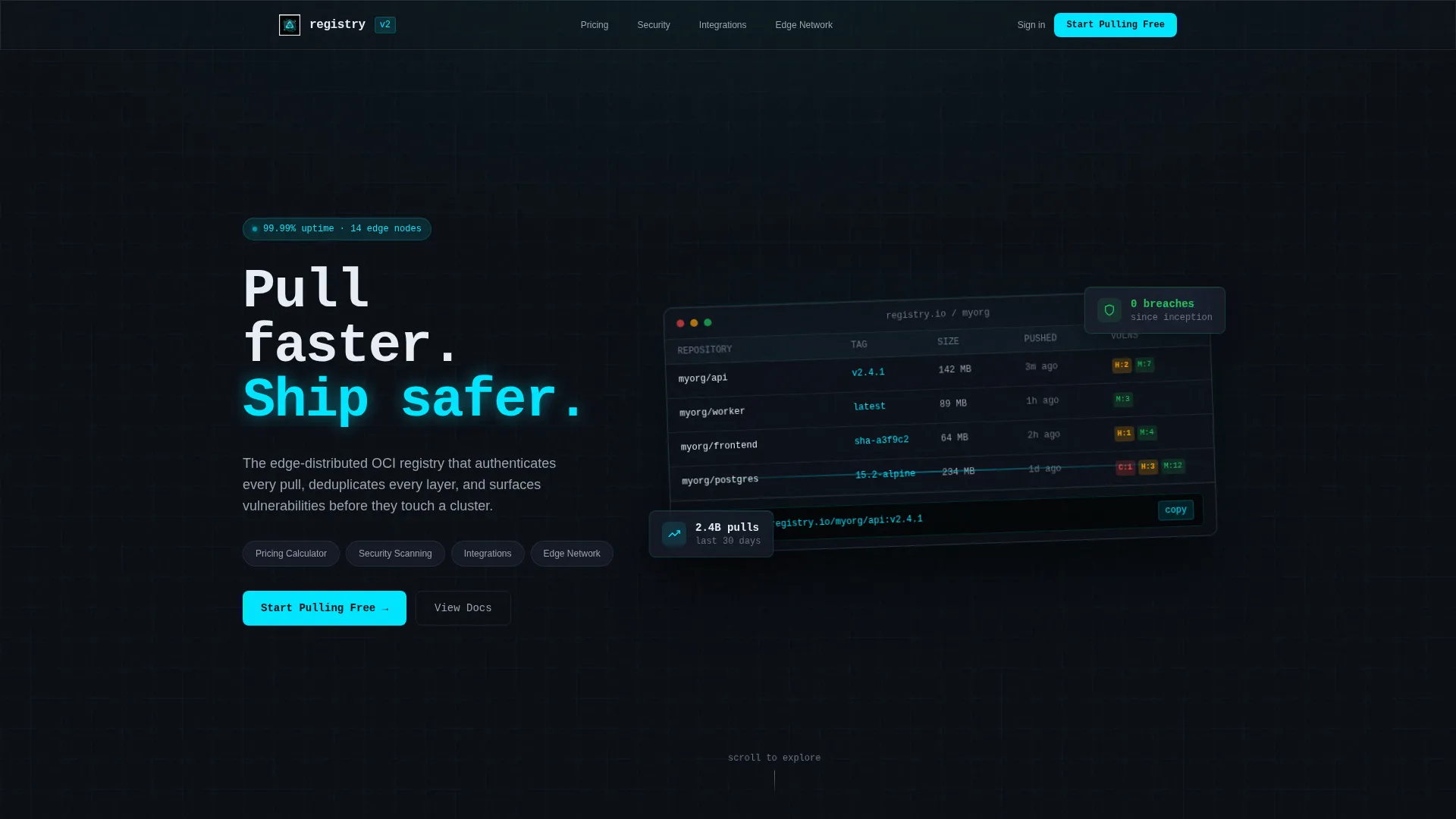 Container Registry Landing Page Template