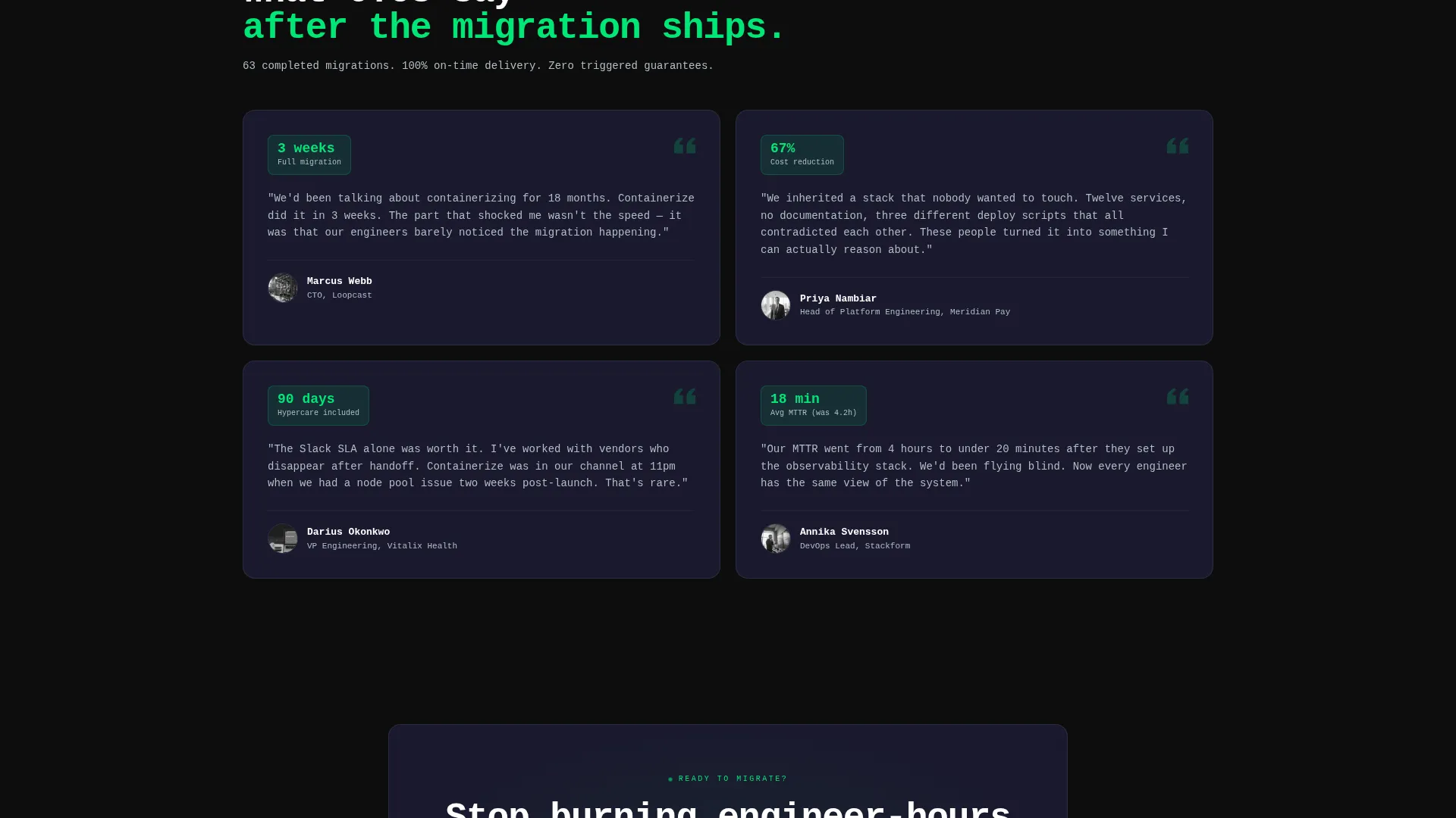 Containerization Consulting Landing Page Template