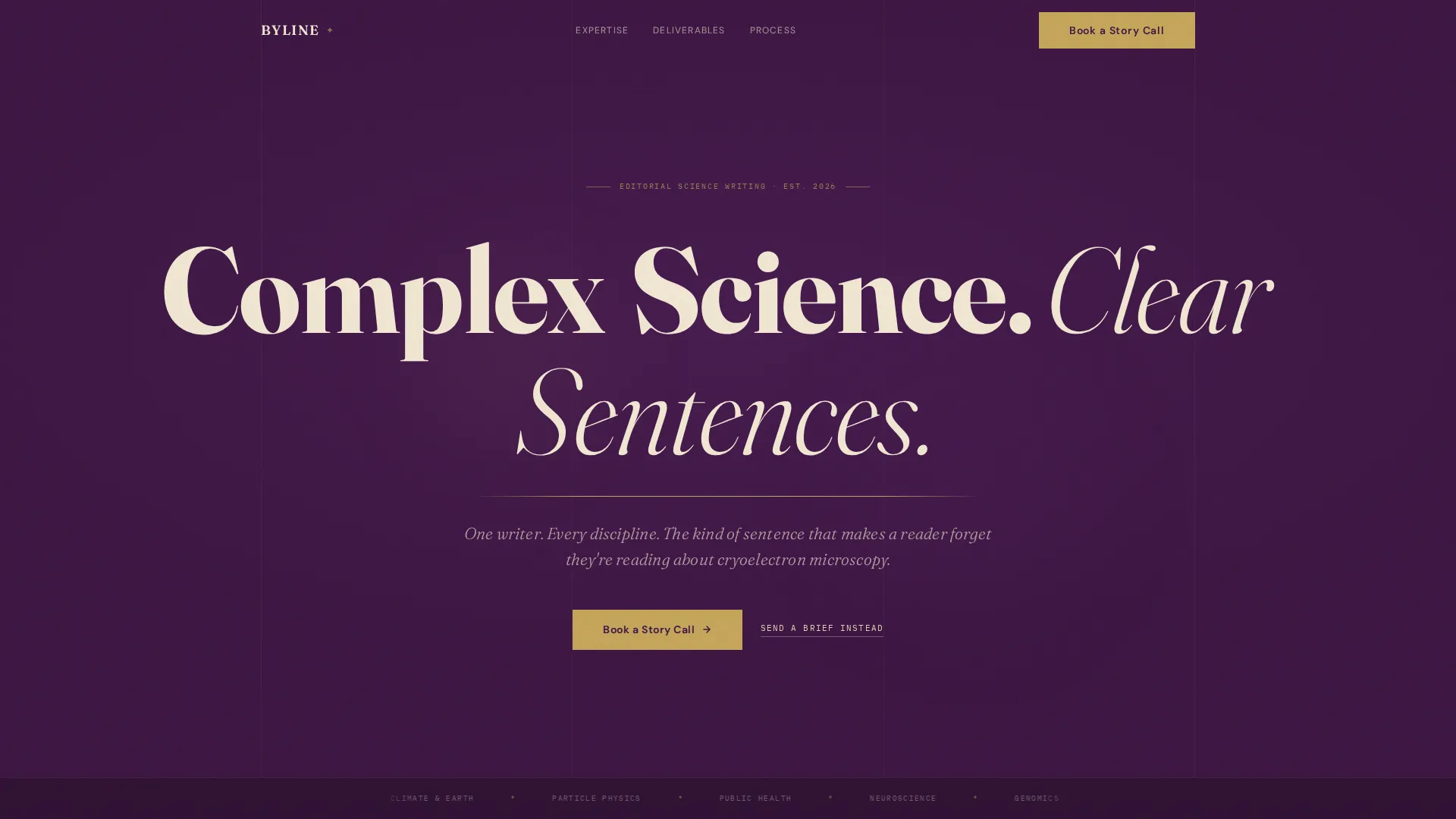 Science Writer Landing Page Template for Bookings