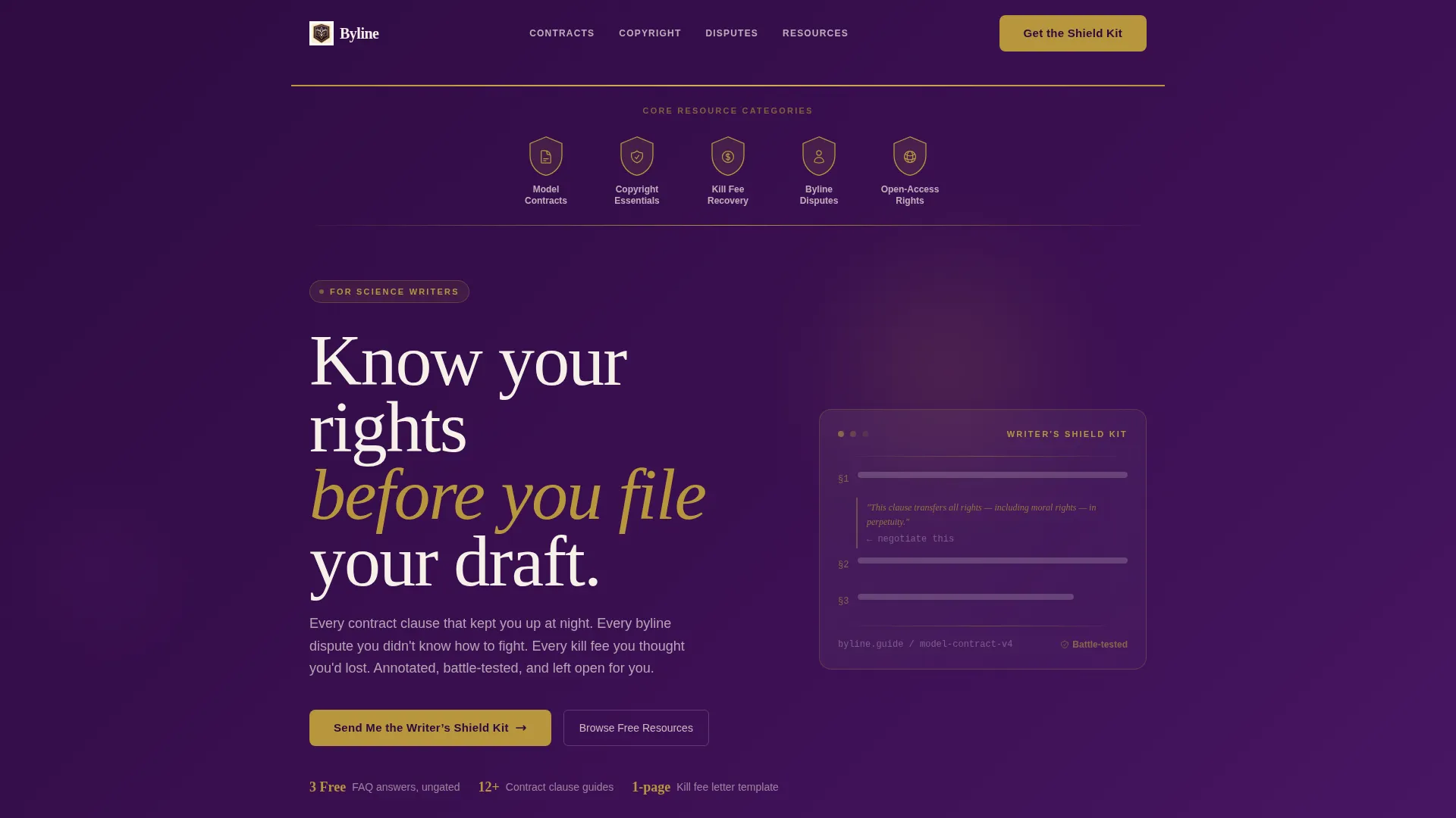 Science Writer Contracts & Copyright Landing Page