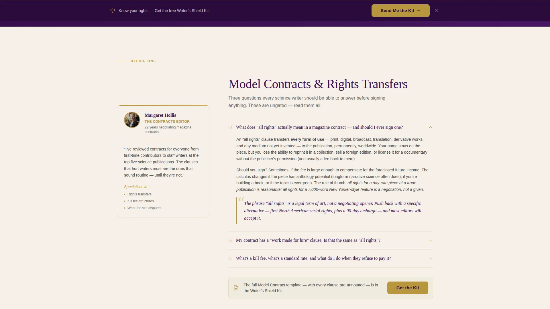 Science Writer Contracts & Copyright Landing Page