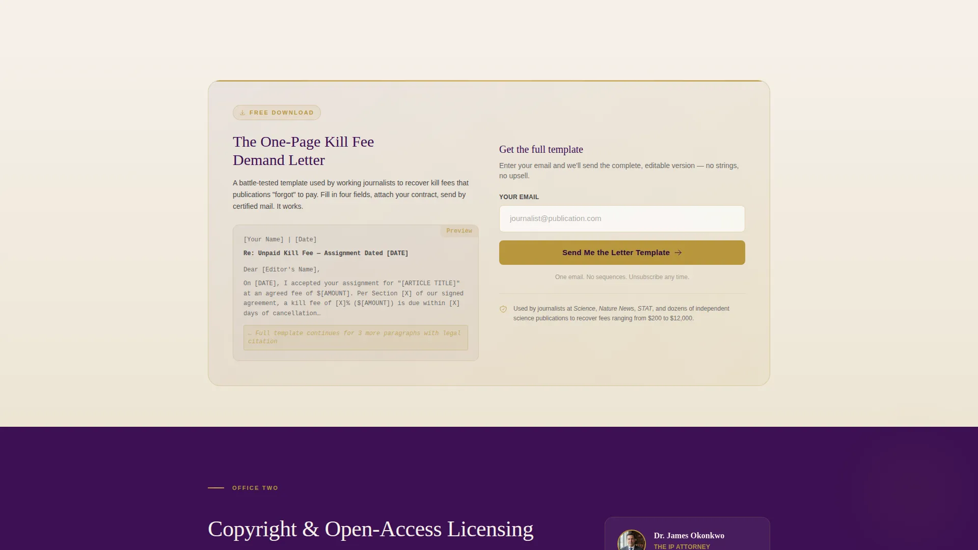 Science Writer Contracts & Copyright Landing Page
