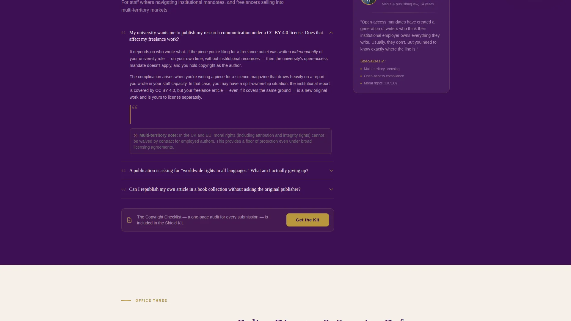Science Writer Contracts & Copyright Landing Page