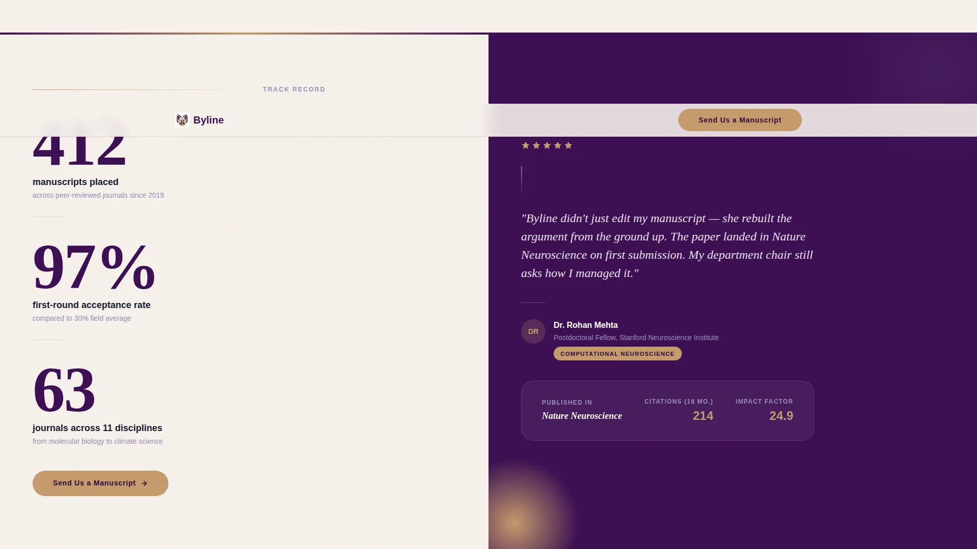 Science Writer Landing Page Template for Academic Clients