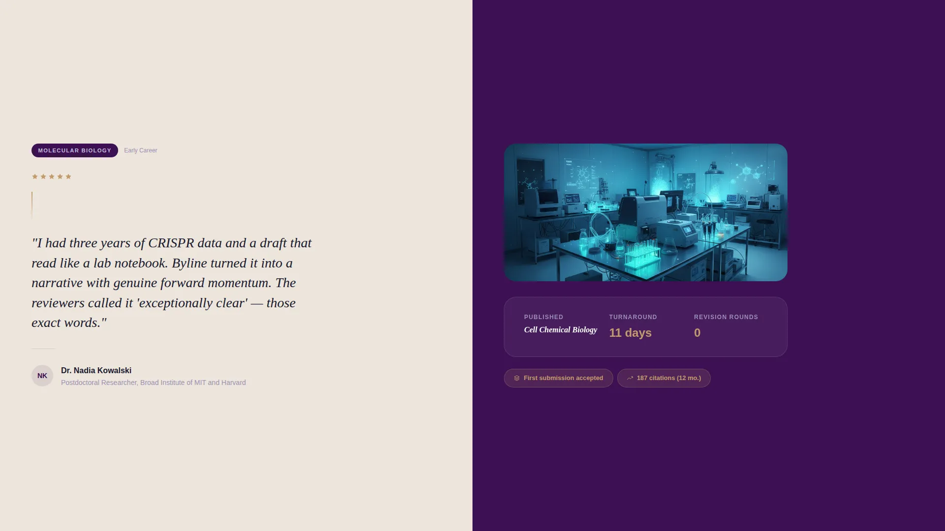Science Writer Landing Page Template for Academic Clients