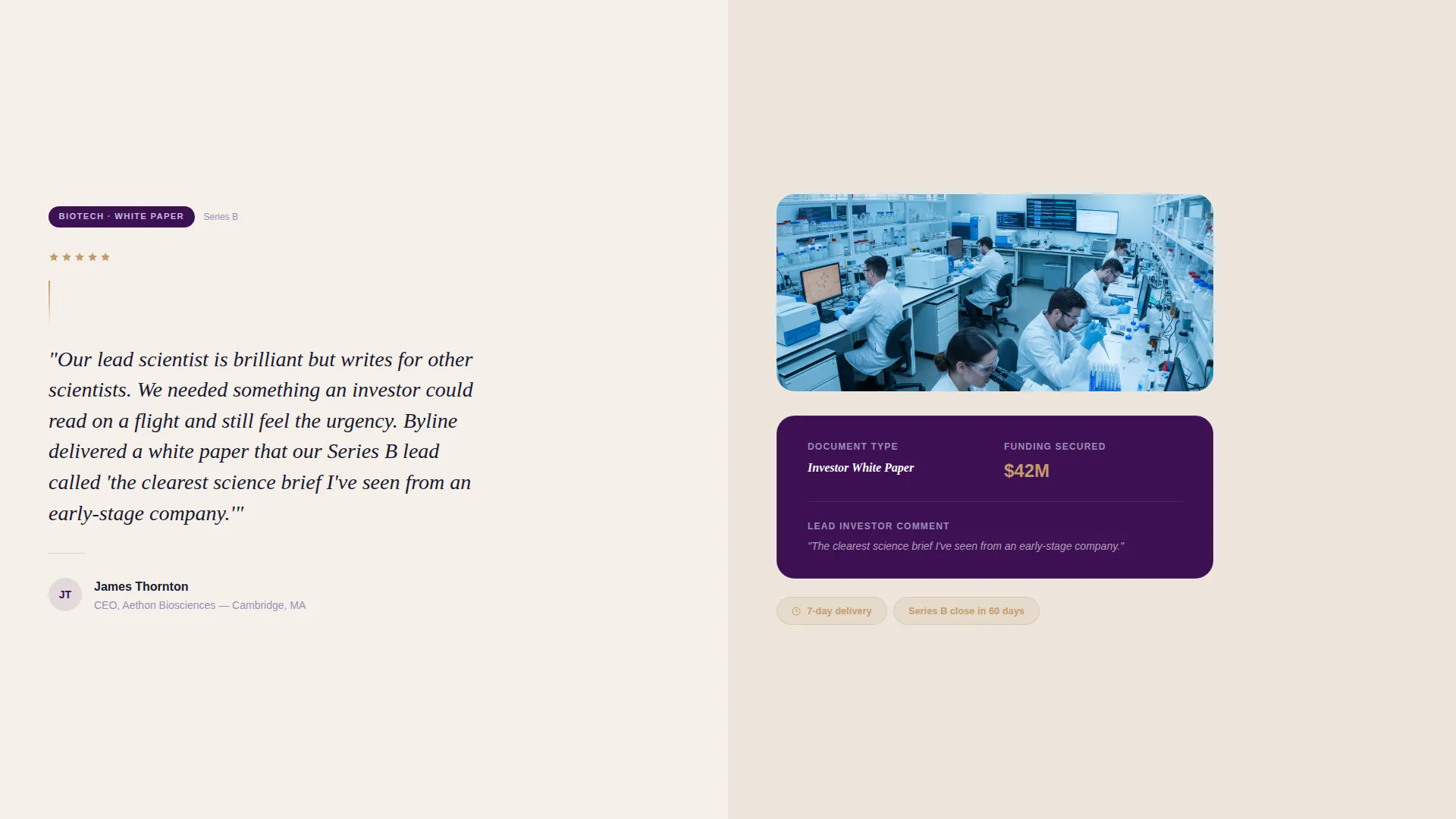 Science Writer Landing Page Template for Academic Clients