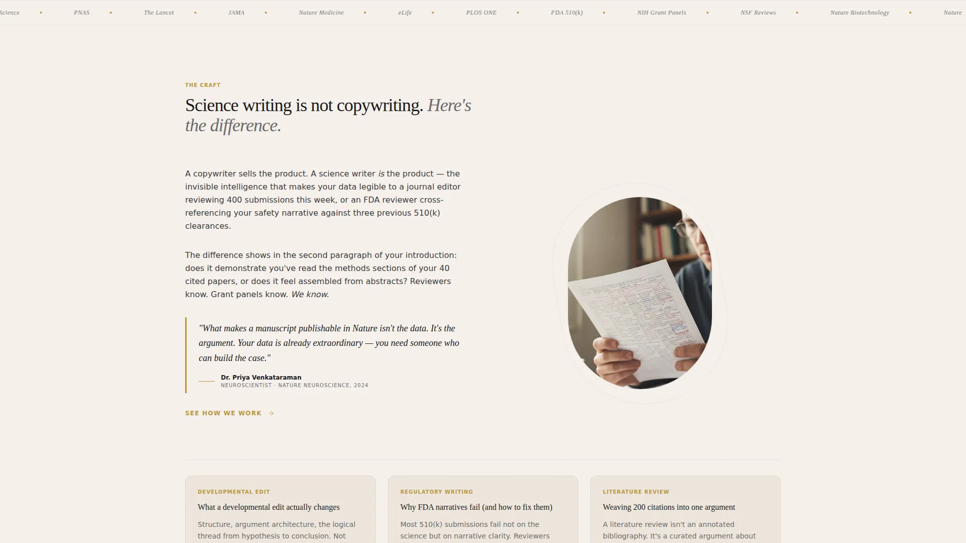 Science Writing Landing Page Template
