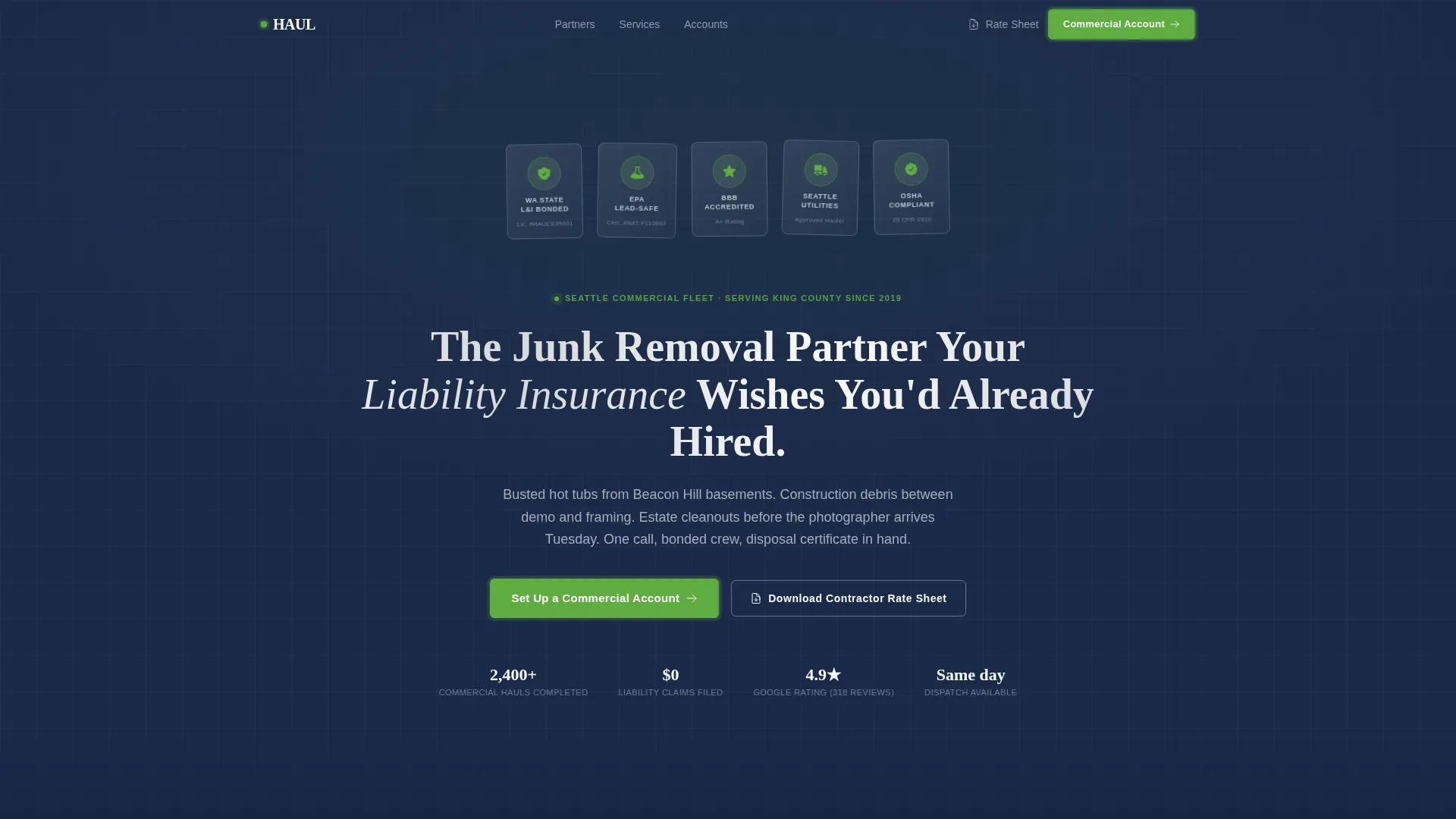 Professional Waste Hauling | Free Website Template | Rocket