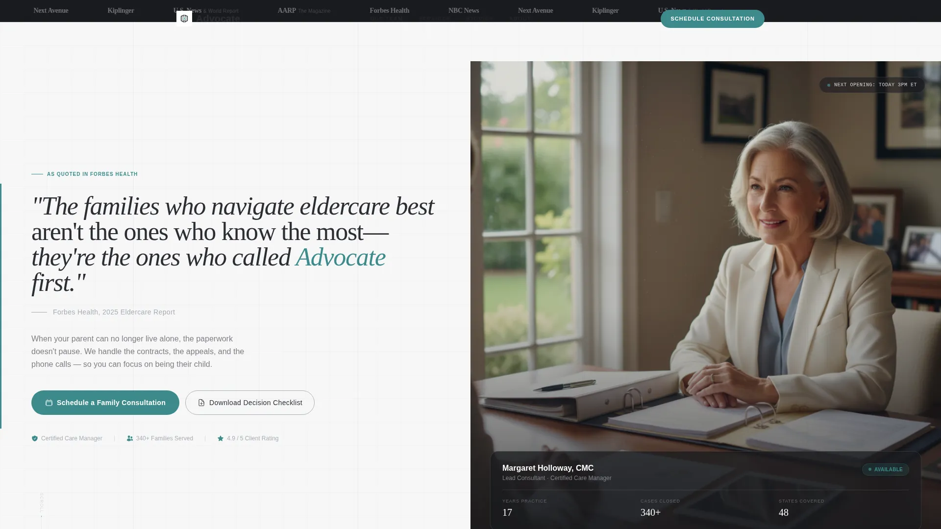 Senior Care Consulting Landing Page Template